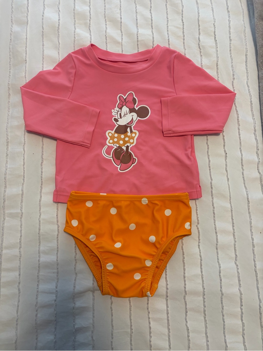 GAP Baby Disney Pink Minnie Mouse Rash Guard Top bikini bottom 12-18 months